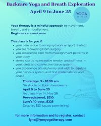 Yoga for Backcare Jan March 2026 1: Backcare Yoga & Breath Exploration