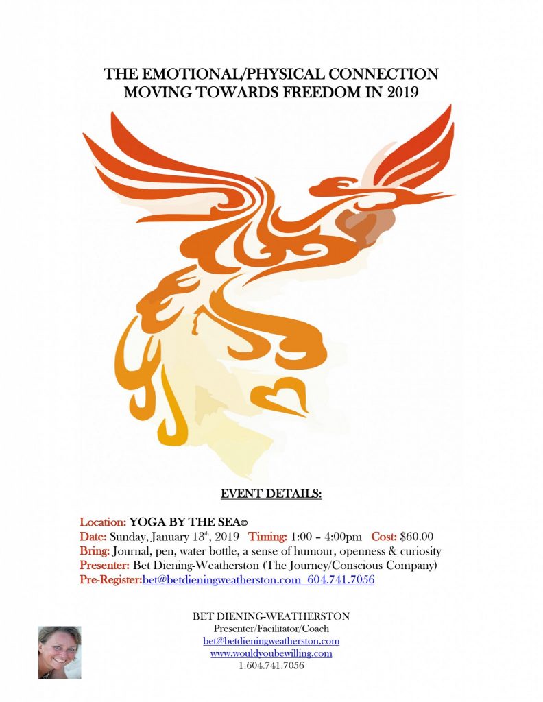 Yoga By the Sea Revised Flyer: The Emotional/Physical Connection - Moving Towards Freedom in 2019