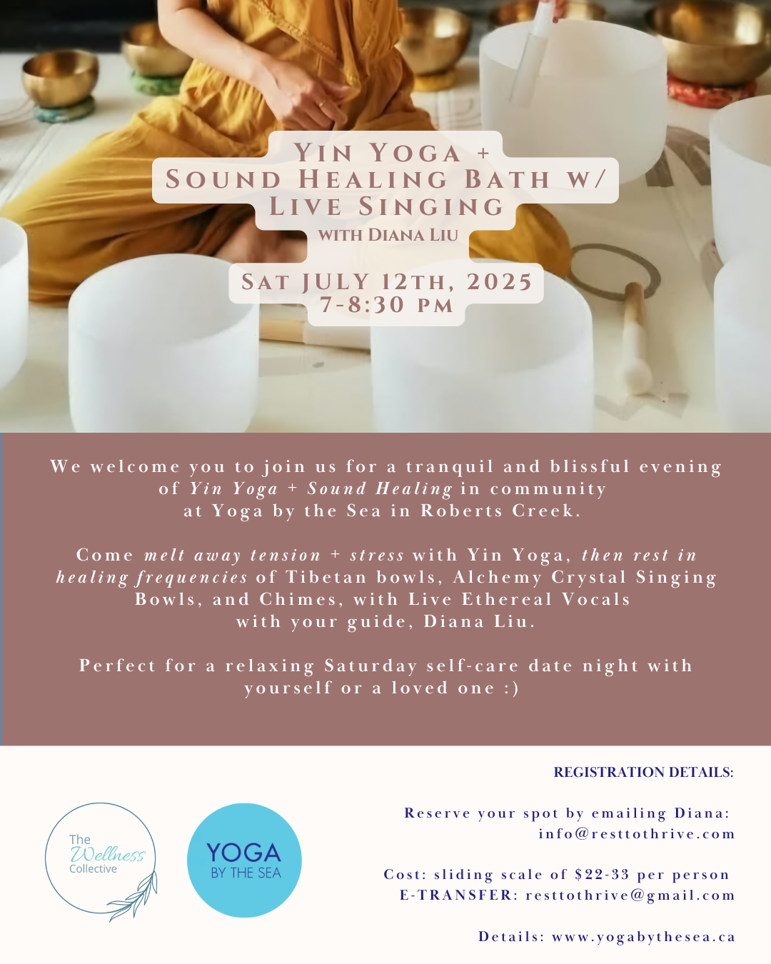 Yin Yoga + Sound Healing Bath with Live Singing — Yoga By The Sea